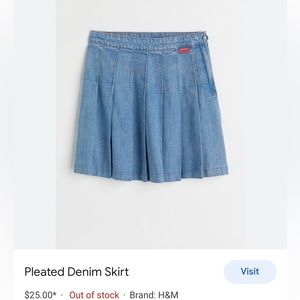 H&M Pleated Denim Skirt Size 10